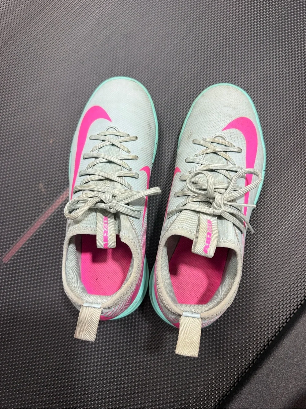 Nike  Mecurial indoor soccer cleats- Teal with Pink Lining